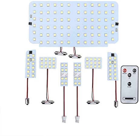 SUPAREE トヨタ ハイエース 200系 専用設計 光量調節可能 LED ルームランプセット 室内灯 ７点セット リモコン付き ホワイト