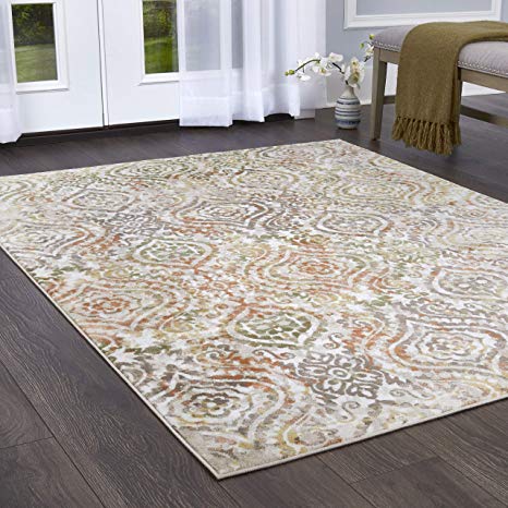 Home Dynamix 7060-681 Melrose Audrey Area Rug, 6x9, Ivory/Orange