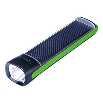 LEDGOO Outdoor Solar Powered Flashlight Torch with 4000mAh Emergency Battery Backup Power Bank for Hiking and Camping(Green)