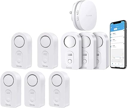 Govee WiFi Water Sensor 3 Pack, 100dB Adjustable Alarm Bundle with Govee Water Detectors 5 Pack, 100dB Adjustable Audio Alarm Sensor