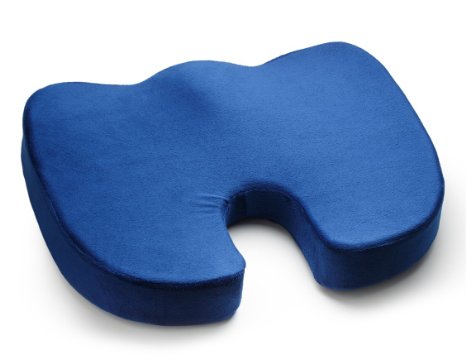 Seat Cushion, Luxfit Premium Coccyx Orthopedic 100% Memory Foam Seat Cushion -(blue)