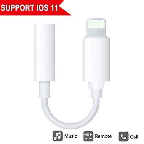 iPhone Headphone Adapter, Compatible with iPhone 7/7Plus /8/8Plus /X/Xs/Xs Max/XR Adapter Headphone Jack, 3.5 mm Headphone Adapter Jack Compatible with iOS 11/12 (1 Pack-White)