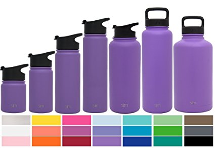 Simple Modern Summit Water Bottle   Extra Lid - Wide Mouth Vacuum Insulated 18/8 Stainless Steel Powder Coated - 8 Sizes, 22 Colors