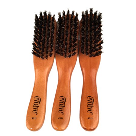 Evolve 100% Boar Bristle Hair Brush ✮ Best Brush for Pocket / Purse / Travel Size ✮ Distribute Natural Oil & Stimulate Scalp ✮Medium Firmness ✮ Great for Beards ✮ Money Back Guarantee - 3 PACK