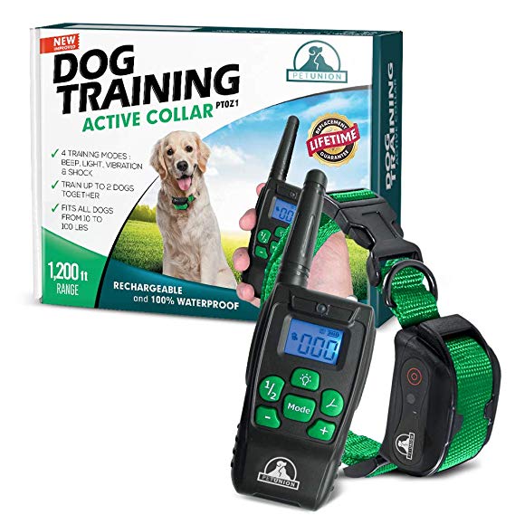 Pet Union PT0Z1 Premium Dog Training Shock Collar, Fully Waterproof, 1200ft Range
