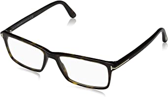 TOM FORD Men's TF 5408 Rectangular Eyeglasses 56mm, Shiny Classic Dark Havana, Shiny Rose Gold "T" Log, 56/16/145