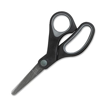 Sparco Scissors, Rubber Grip, Blunt Tip, 5-Inch Bent, Black/Gray (SPR25227)