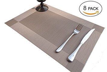 LUXEHOME Heat Insulation Dinning Room Table Placemats, Assorted Styles, Set of 8 (CDYG02 Champagne)