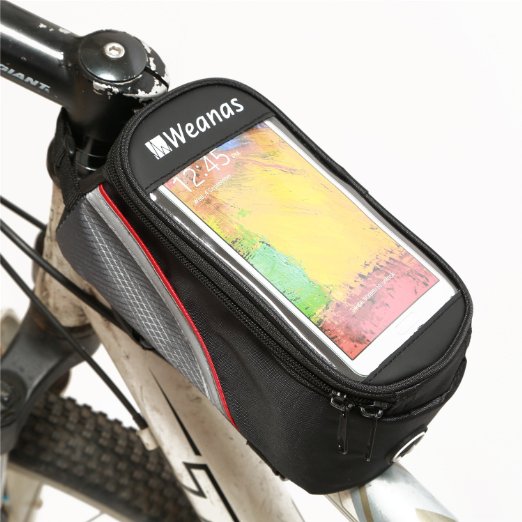 Weanas Bike Bicycle Handlebar Frame Pannier Front Top Tube Bag Pack Rack X Large Waterproof for Iphone 6 6 Plus Samsung Mobile Phone