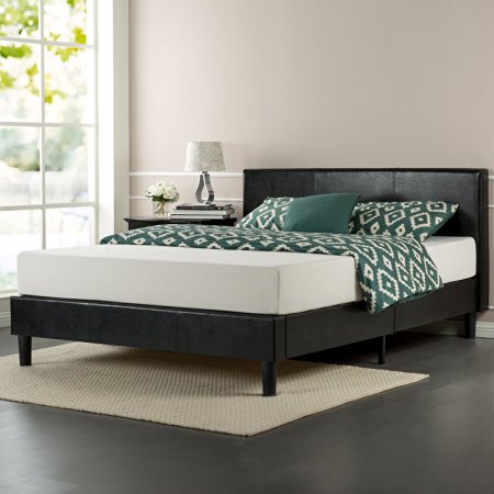 Zinus Faux Leather Upholstered Platform Bed with Wooden Slats, King