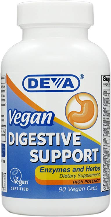 Deva Vegan Vitamins Digestive Support with Enzymes and Herbs, 90-Count