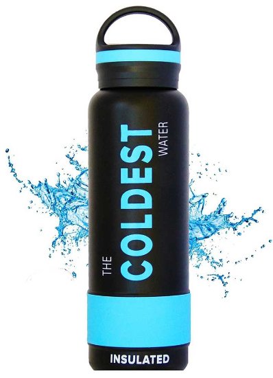 The Coldest Water Bottle Insulated Stainless Steel Hydro Thermos - Cold Up to 36 Hrs / Hot 13 Hrs Double Walled Flask - Best Sports Athlete Outdoor Water Bottle - Black