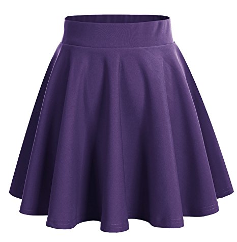 DRESSTELLS Women's Basic A-Line Versatile Stretchy Flared Skater Skirt