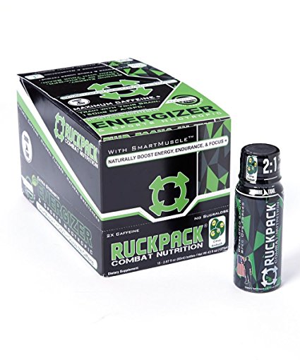 RuckPack Combat Nutrition Energizer Sports Nootropic Shots, Max Caffeine Blend, Caffeine, Citrus Ambush, 2.87oz, 15 pack