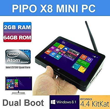 TOZO Pipo X8 Wifi 2G RAM 64GB ROM Tablet Mini PC Desktop Laptop TV Box Intel Atom Z3736f Quad Core 2.16 GHz Dual System Windows 8.1 Android 4.4 KitKat HDMI 7" IPS Screen Mini PC 2G RAM 64GB ROM