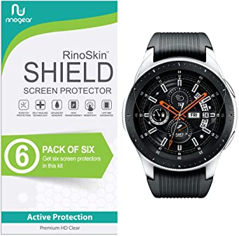 (6-Pack) RinoGear Screen Protector for Samsung Galaxy Watch 46mm, Gear S3 Frontier, Classic Case Friendly Galaxy Watch 46mm, Gear S3 Frontier, Classic Screen Protector Accessory Clear Film