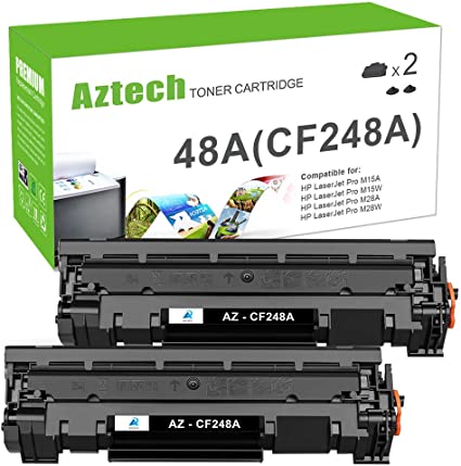 Aztech Compatible Toner Cartridge Replacement for HP 48A CF248A Pro M15w M15a for HP Laserjet Pro M15w M15a M16a M16w Laserjet MFP M29w M28w M29a M28a (Black, 2-Pack)