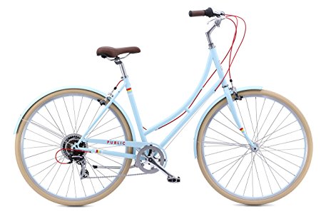 PUBLIC Bikes Women's C7 Dutch Style Step-Thru 7-Speed City Bike, 20"/Large, Powder Blue