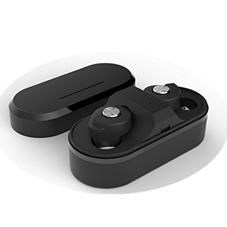 Wireless Earbuds, Mini True Wireless Stereo Bluetooth 4.1 Headphones with Charging box Cordless Earphones Sweatproof In-Ear Headset with Mic ，Comes with Charging Case (black)