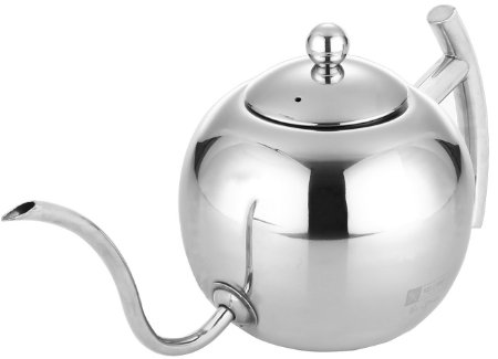 Stainless Steel Pour Over Drip Coffee Kettle - Built In Tea Infusion For Tea Lovers - Induction Stove Top Compatible - 11 L  4 12 Cup