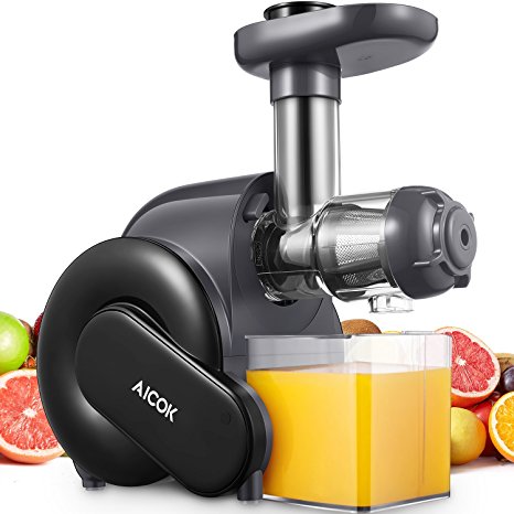 Juicer, Aicok Slow Masticating Juice Extractor with Reverse Function, Cold Press Juicer with Quiet Motor, Juice Jug and Brush for High Nutrient Juice