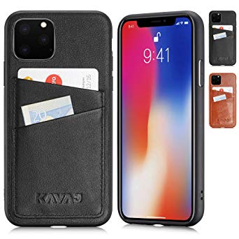 KAVAJ Case Compatible with Apple iPhone 11 Pro Max 6.5" Leather - Tokyo - Black Wallet Cover Bumper with Card Holder