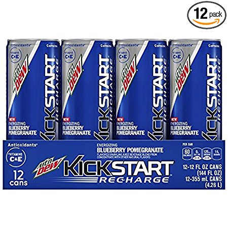 Mountain Dew Kickstart Recharge, Blueberry Pomegranate, 12 Ounce (Pack of 12)