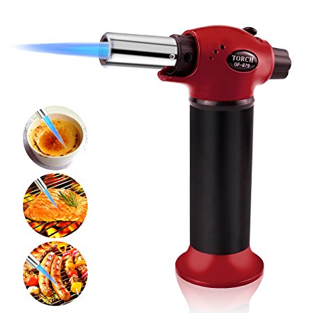 Newest Kitchen Torch, TedGem Update Cooking Torch Butane Torch Refillable Blow Torch Flame Lighter with Safety Lock Adjustable Temperature & Flame for Creme Brulee, DIY, BBQ, Butane Gas Not Included