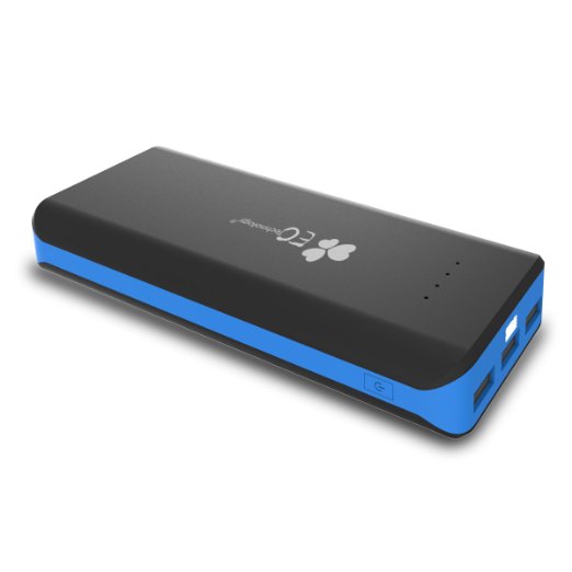 EC Technology 2nd Gen 22400mAh External Battery with 3 USB Outputs for Smartphones and Tablets - Black and Blue