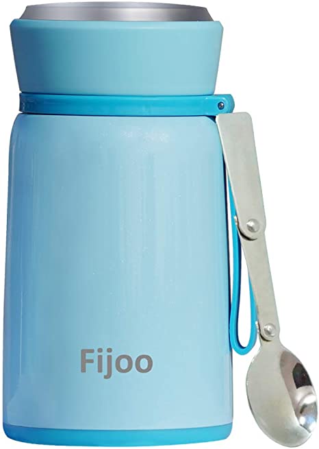 Best 27 OZ Stainless Steel Soup Thermos Food Jar   Folding Spoon - Triple Wall Vacuum Insulated - Hot Soup & Cold Meals Storage Container Jar - Kid's School Lunch, No Leaks, BPA Free (Blue / 800 ML)