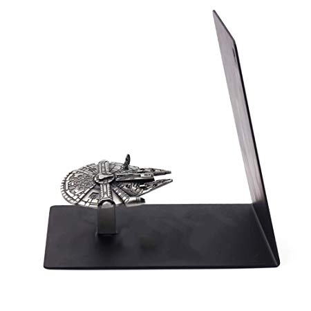 Premium Heavy-Duty Metal Bookend - Black L-Shaped Bookend Supports on Office Desk, Creative Gift for Dad and Lover (Airship)