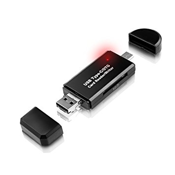 GiBot USB Type C Micro USB OTG Adapter Memory Card Reader for SD, Micro SD for Samsung, Huawei, Android Smartphone, Macbook and PC Laptop