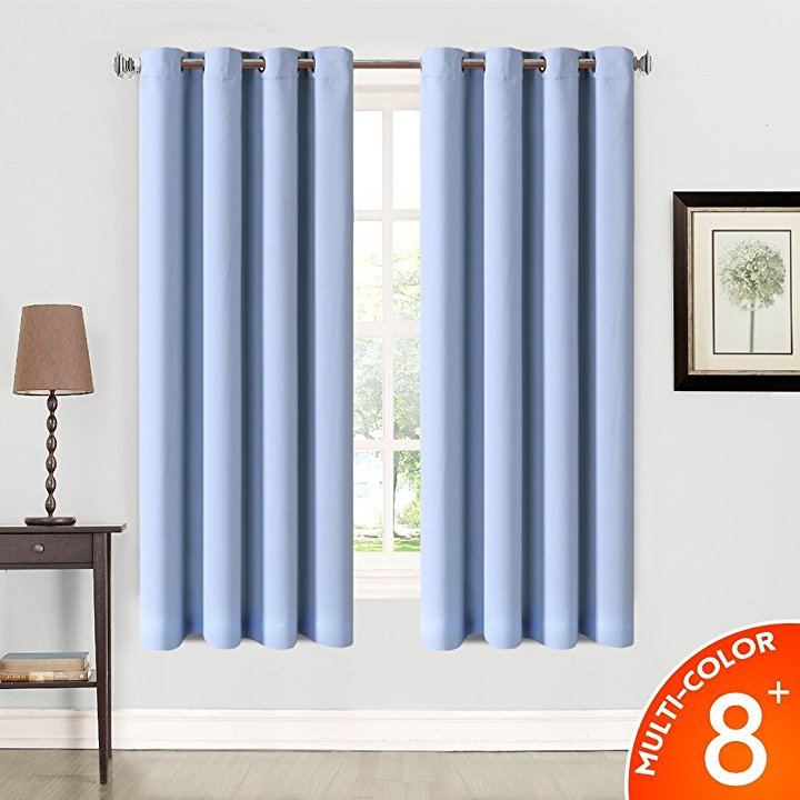 Balichun 2 Panels Blackout Curtains Thermal Insulated Solid Grommets Curtains for Bedroom/Living Room 52 by 63 Inch,Blue