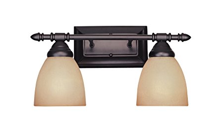 Designers Fountain 94002-ORB Apollo Collection 2-Light Bath Bar, Oil Rubbed Bronze Finish with Amber Sandstone Glass Shade