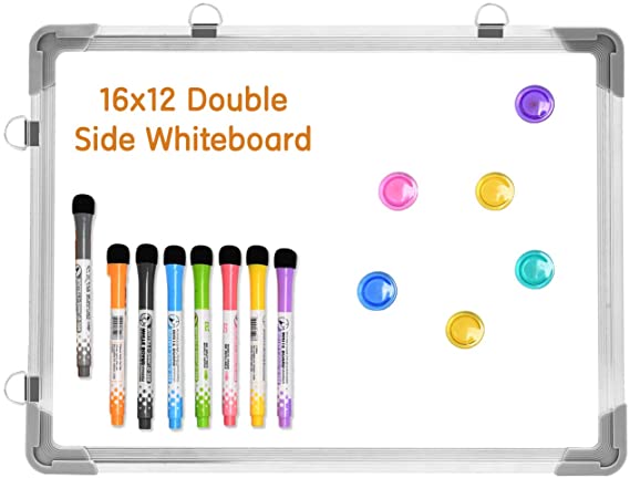 Magnetic Dry Erase White Board for Wall，Small Dry Erase Whiteboard Includes 8 Magnetic Dry Erase Markers，Double Sided Whiteboard for Kids, Home, Office, School