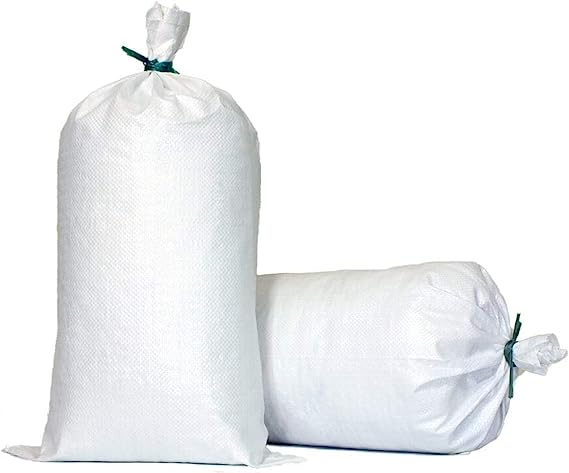 TerraRight Sandbags - Extra Durable Empty White Woven Polypropylene Sand Bags w/Ties, Max. UV Protection, 14" x 26" (20 Count)