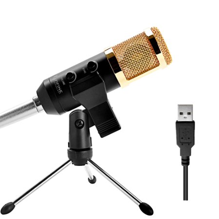 FifineTM USB cardioid Recording Condenser Microphone for PC computer laptop Apple Mac with desktop tripod mic stand  anti-wind foam