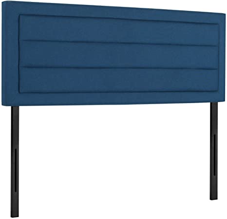 VECELO Upholstered Linen Fabric Surface,Metal Frame Woodboard Inner Sponge,Queen Headboard Dark Blue