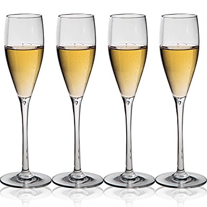 MICHLEY Unbreakable Champagne Flutes Glasses, 100% Tritan Shatterproof Wine Glasses, BPA-free, Dishwasher-safe 5.3 oz, Set of 4