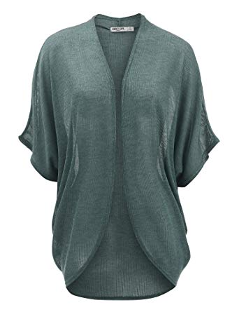 Womens Short Sleeve Open-Front Batwing Cardigan - Made in USA