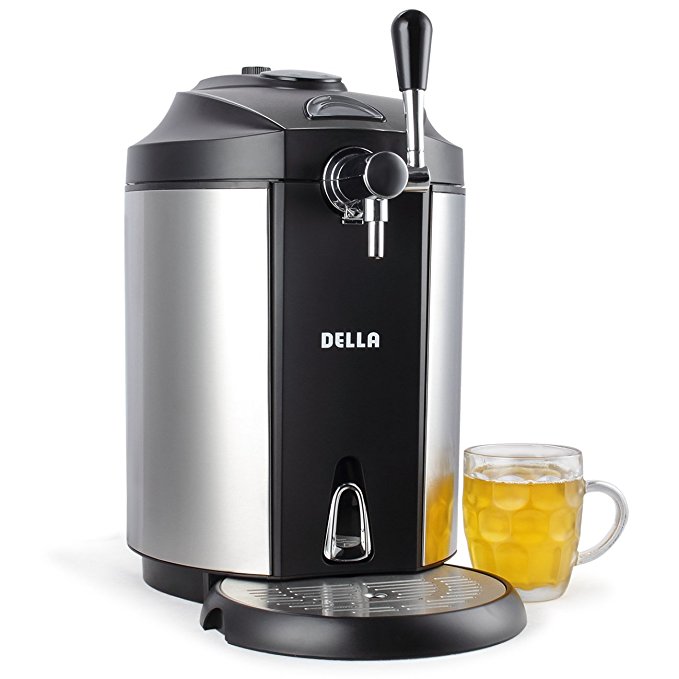 DELLA | Mini Beer Kegerator | Stainless Steel | Portable System | Micro Foam Technology | Cold Draft Tap | Pint | Glass