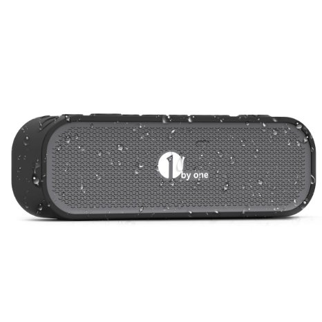 1byone Portable Bluetooth Speaker with Enhanced Bass - In & Outdoor IPX5 Waterproof & Built-in Mic, Black