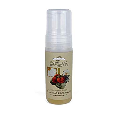 Farmstead Apothecary 100% Natural Foaming Face Wash with Organic Jojoba Oil, Strawberry Honey 5 oz