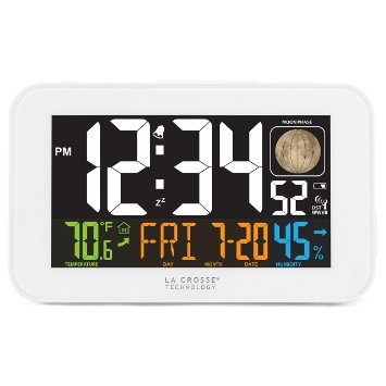 La Crosse Technology 617-1485W LED Color Alarm Clock with USB Charging Port White