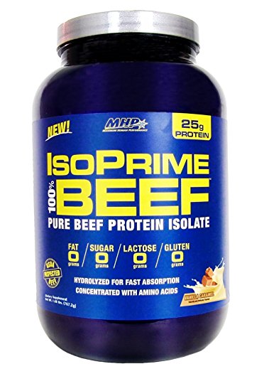 MHP IsoPrime 100% Beef Protein Isolate Powder, Vanilla Caramel, 1.68 Pound