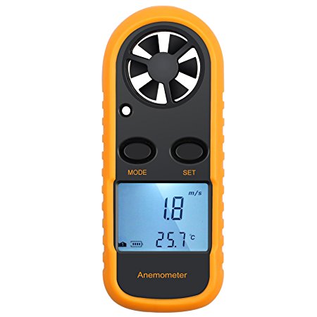 Neoteck Anemometer Digital LCD Wind Speed Meter Gauge Air Flow Velocity Measurement Thermometer with Backlight for Windsurfing Kite Flying Sailing Surfing Fishing
