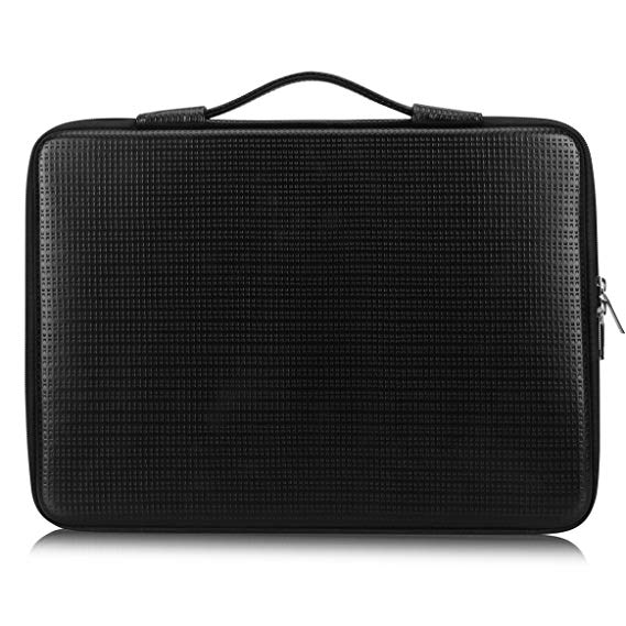 FYY 12"-13.3" [Waterproof Leather] [Solid Hard Shape] Laptop Sleeve Bag Case with Inner Tuck Net Fits All 12-13.3 Inches Laptops, Notebook, MacBook Air/Pro, Tablet, iPad Black