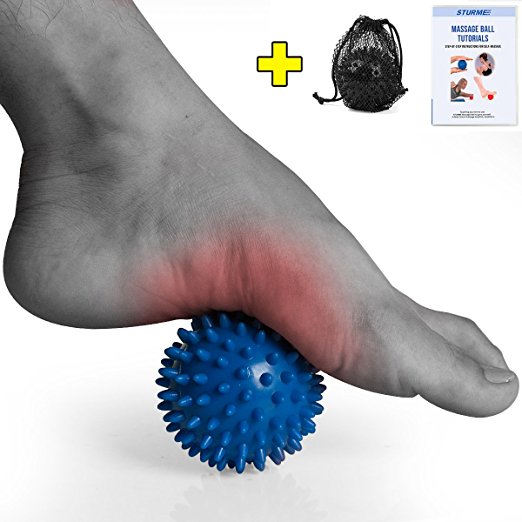 Massage Ball Spiky Foot Massager Back Muscle Foam Roller Body Deep Tissue Trigger Point Therapeutic Massaging Exercise Roller Yoga Balls Physical Therapy Equipment Includes Free Ebook and Holder Bag
