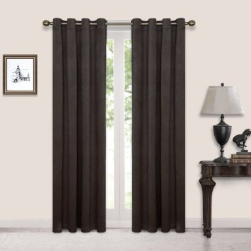Nicetown Classic - Velvet Textured Woven Home Theater Grommet Top Blackout Curtains (One Pair, W52xL96-inch, Chestnut)