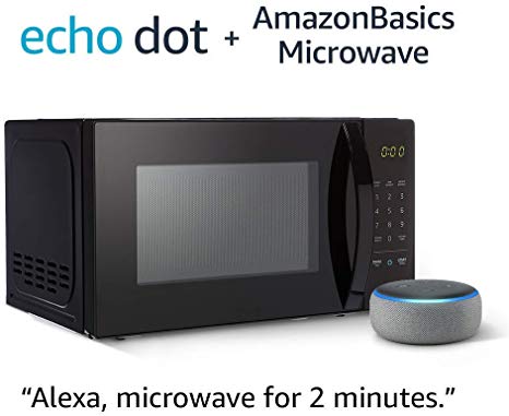 AmazonBasics Microwave bundle with Echo Dot (3rd Gen) - Heather Gray